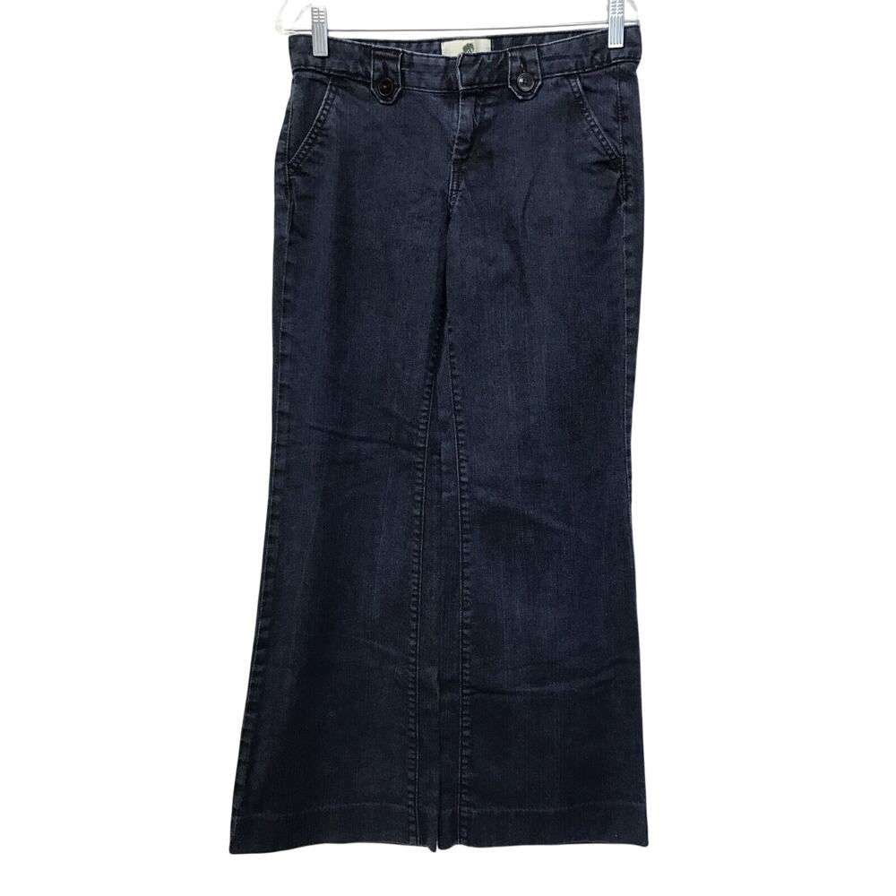 Banana Republic Jeans Womens 4 Wide Leg Denim Organic Cotton Blue